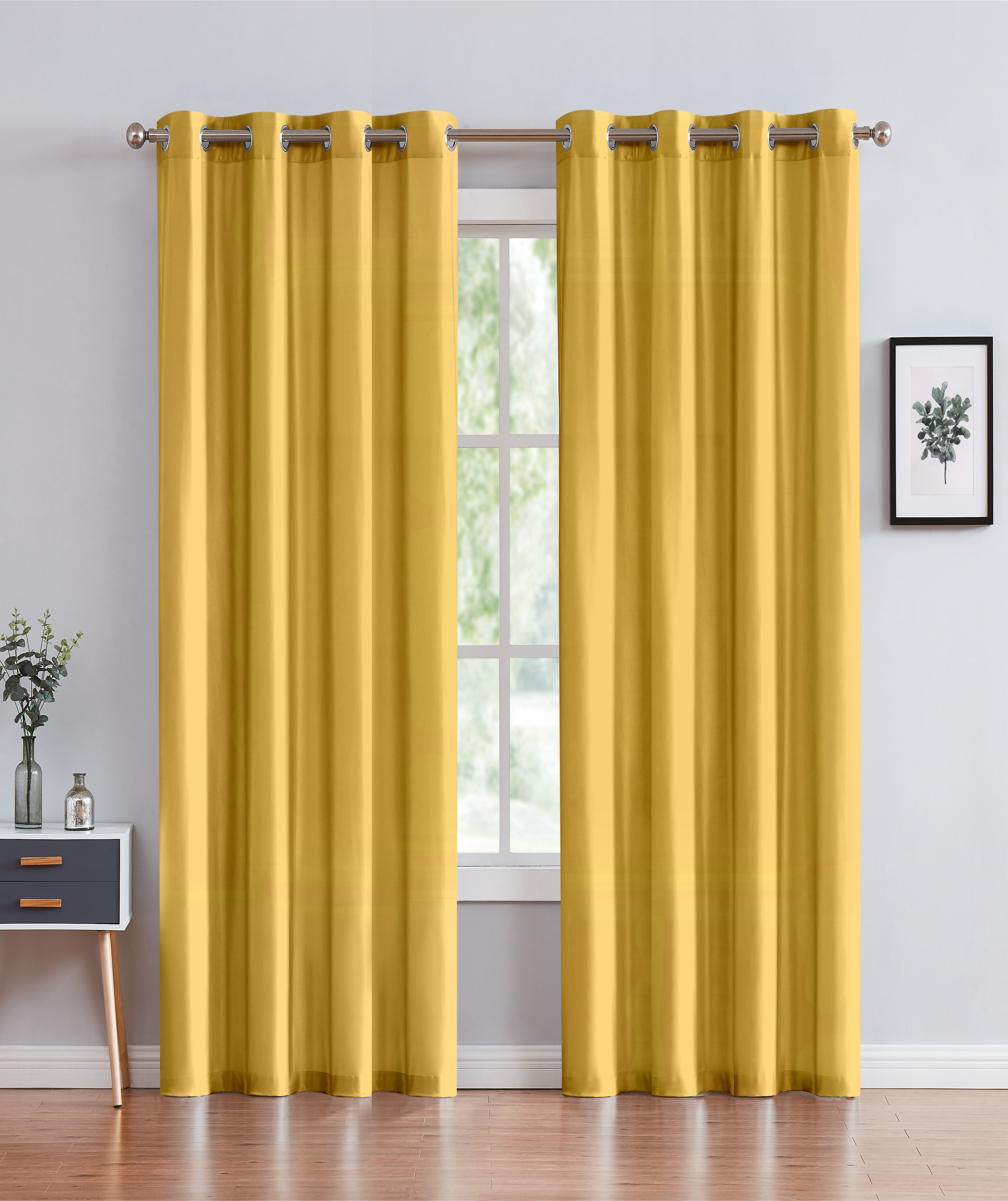 Janice 54x90 Grommet Blackout Curtain Yellow Kashi Home