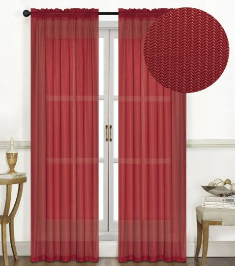 Raleigh 3D Jacquard - 54"x90" Rod Pocket Curtain - Ruby