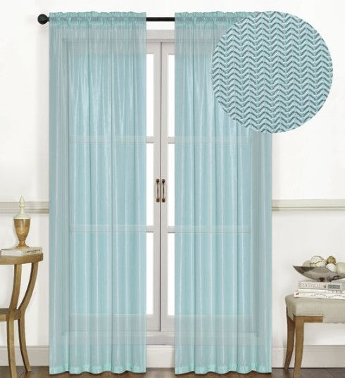 Raleigh 3D Jacquard - 54"x90" Rod Pocket Curtain  - Mint