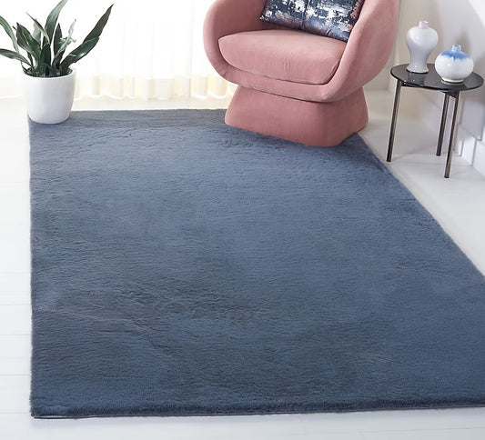 Solid Faux Rabbit Fur Mats 4'x6' - Charcoal