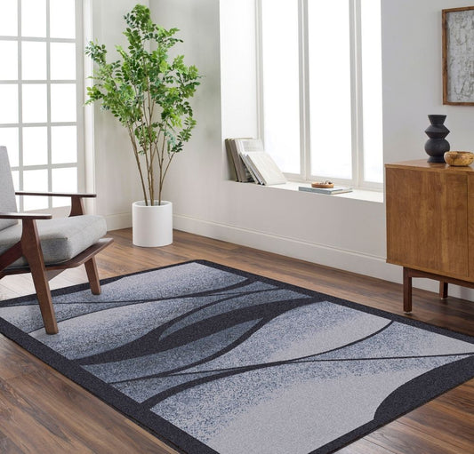Modern Wave 3x5 Machine Washable Area Rug -Grey