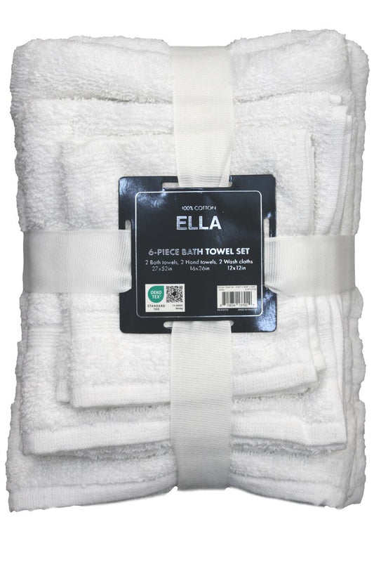 Ella 6pc Towel Set - White