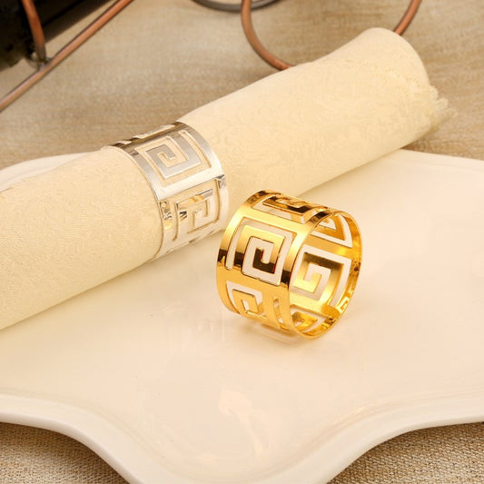 Alexis - 4pk Napkin Ring Set - Gold &Silver