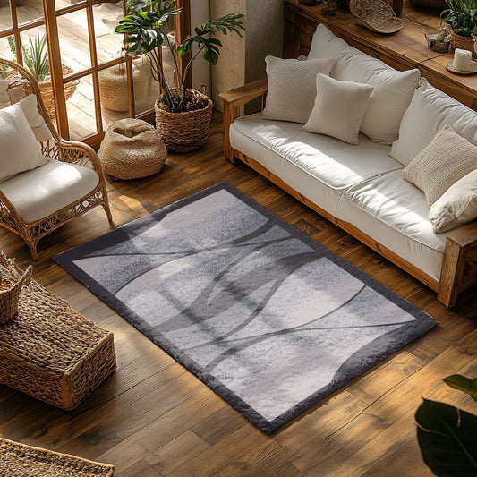 Modern Wave 5x7 Machine Washable Area Rug- Grey