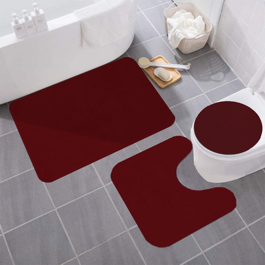 Raquel - 3pc Bathroom Rug Set - Burgundy