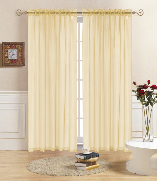 Rena - 55"x90"  Sheer Voile Rod Pocket Curtain - Beige
