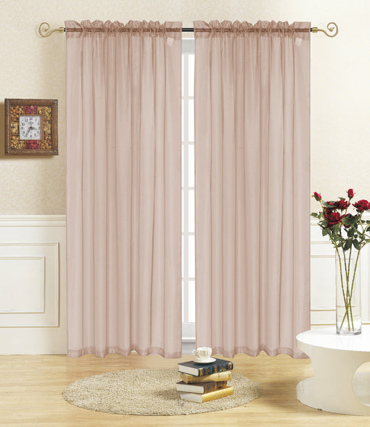 Rena - 55"x90" Sheer Voile Rod Pocket Curtain - Dusty Rose