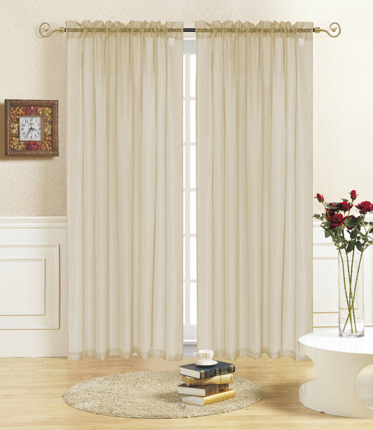 Rena - 55"x90" Sheer Voile Rod Pocket Curtain - Taupe