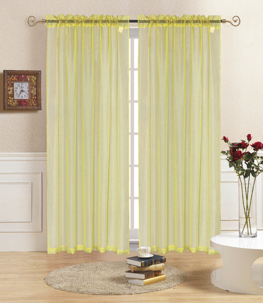 Rena - 55"x90" Sheer Voile Rod Pocket Curtain - Yellow