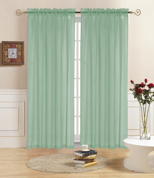 Rena - 55"x90" Sheer Voile Rod Pocket Curtain - Sage