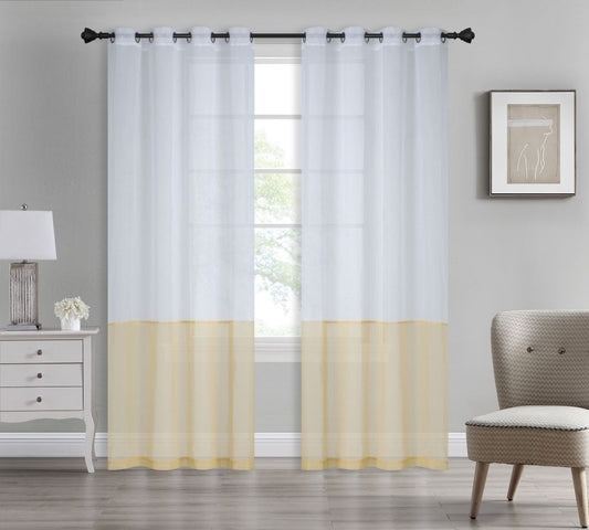 Tilly - Two Tone 54x90 Grommet Dolly Curtain Panel - White/Gold