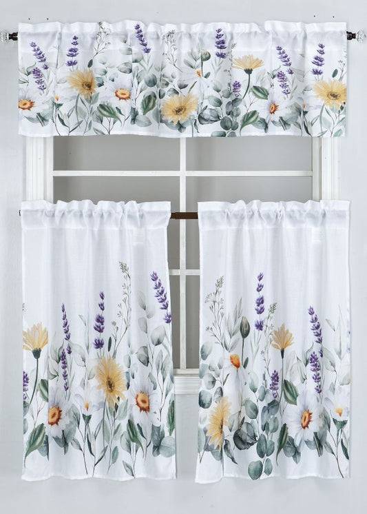 Morning Bloom 3pc Kitchen Curtain Set