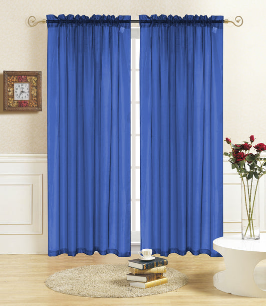 Rena - 55"x84" Sheer Rod Pocket Curtain - Royal
