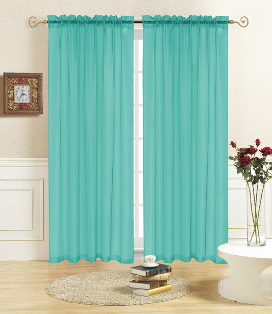 Rena - 55"x90" Sheer Rod Pocket Curtain - Teal