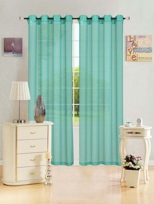 Leah - 55"x90" Sheer Grommet Top Curtain - Teal