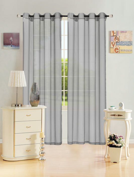 Leah - 55"x90" Sheer Grommet Curtain - Dark Grey