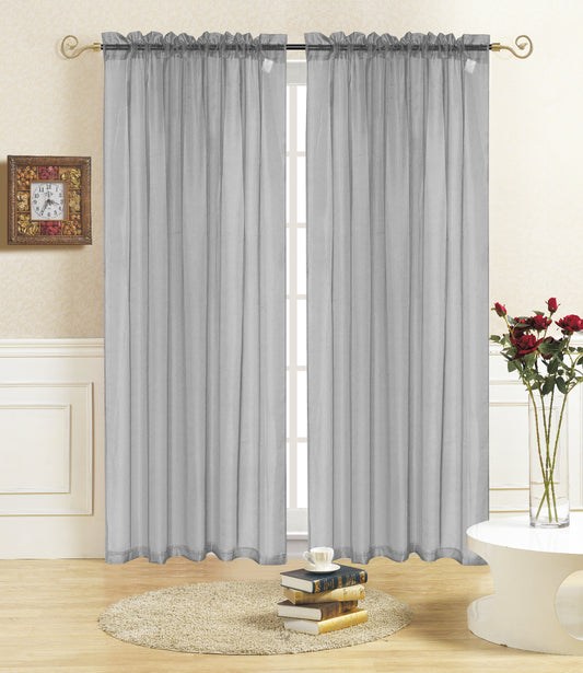 Rena - 55"x90" Sheer Rod Pocket Curtain - Dark Grey