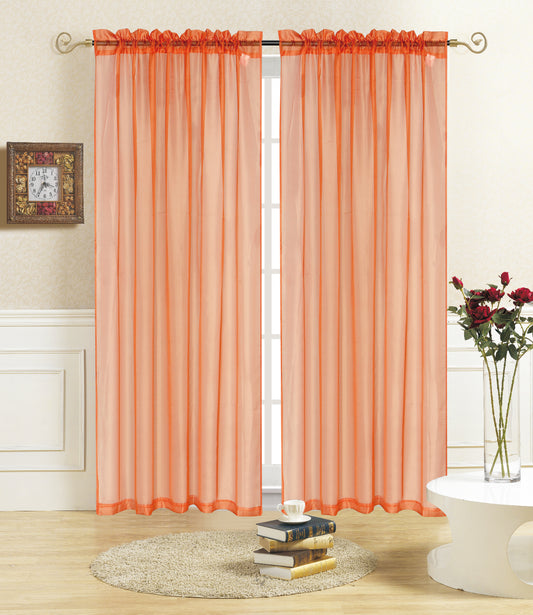 Rena - 55"x90" Sheer Rod Pocket Curtain - Coral