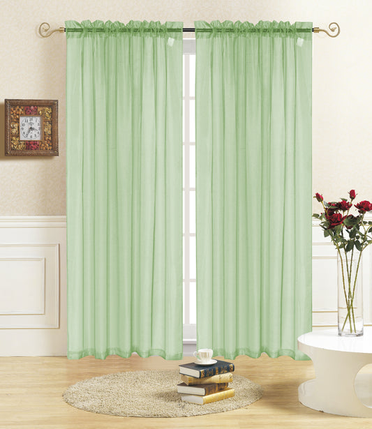 Rena - 55"x90" Sheer Rod Pocket Curtain - Green Bay