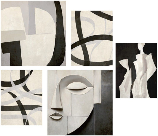 Monochrome Days - Assorted Wall Art   Set of 5