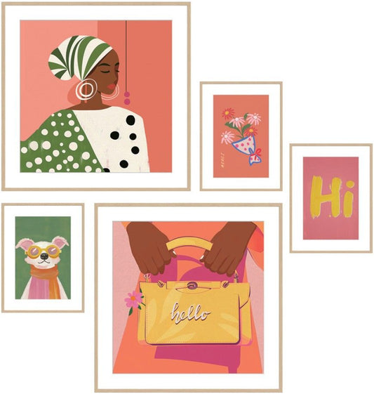 Hi Hello - Assorted Wall Art - Set of 5