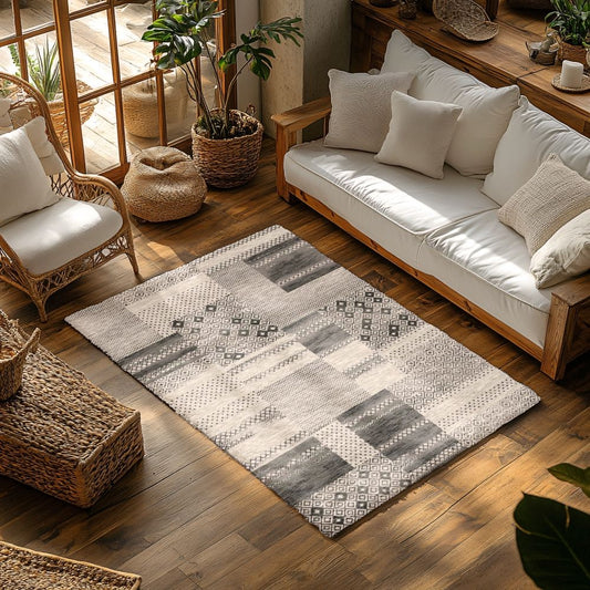 Woven Patchwork 5x7 Machine Washable Area Rug