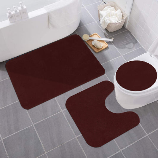 Queen Elizabeth - 3pc Plush Microfiber Bath Mat Set - Burgundy