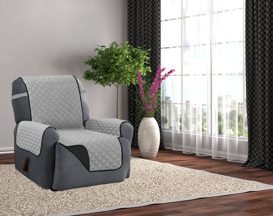 Reversible Microfiber Furniture Protector - Recliner– Black/Grey