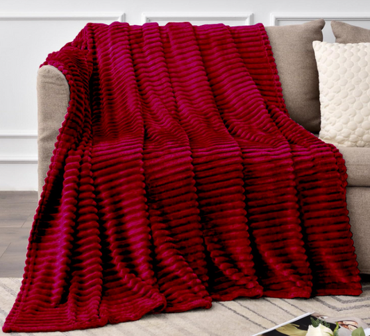 Solari Ribbed Throw Blanket 50"x60" - Burgundy