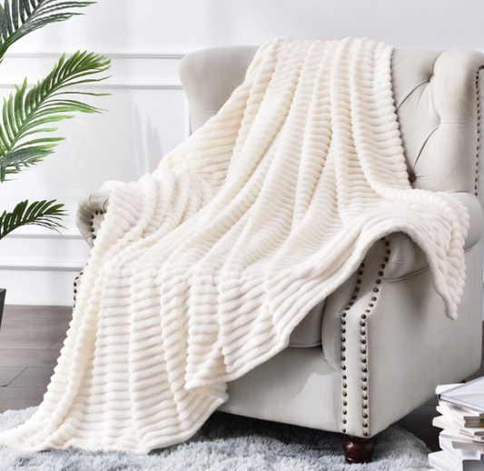 Solari Ribbed Throw Blanket 50"x60" - Ivory