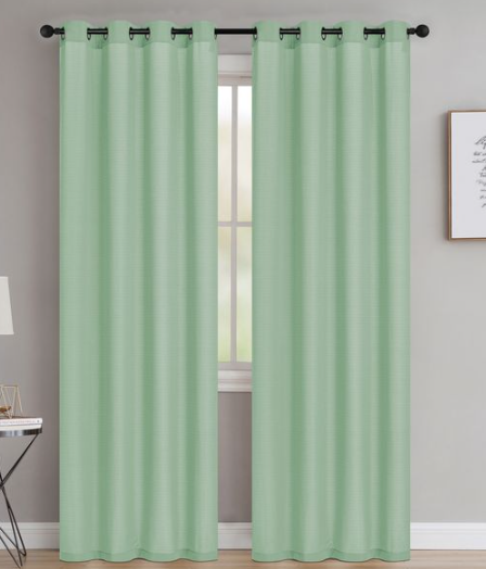 Stefanie - Solid 54"x90" Grommet Curtain Panel - Mint