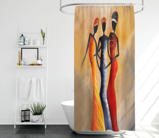 African Silhouettes - 70"x70" Printed Canvas Shower Curtain