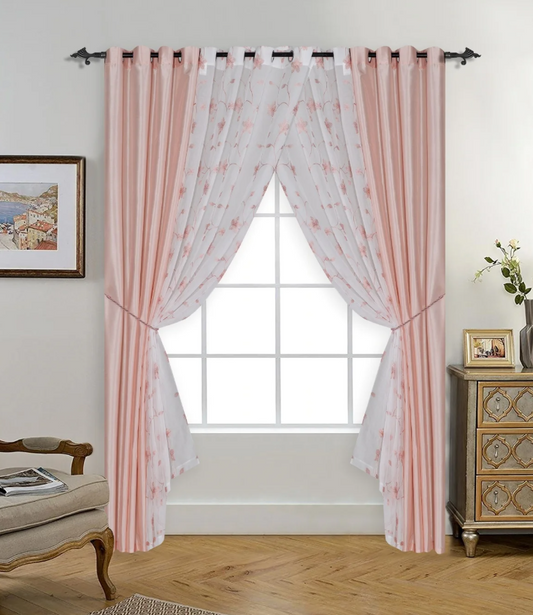 Springfield - 54"x90" 6pc Faux Silk Grommet Curtain Panel - Blush