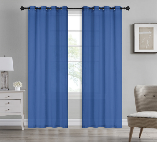 Bonnie - 54"x90" Dolly Sheer Curtain Panel with Grommets - Royal