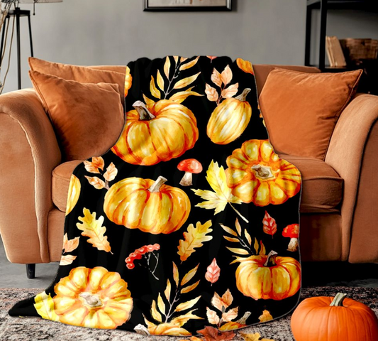 Pumkpin Harvest Plush Throw Blanket - 50"x70"