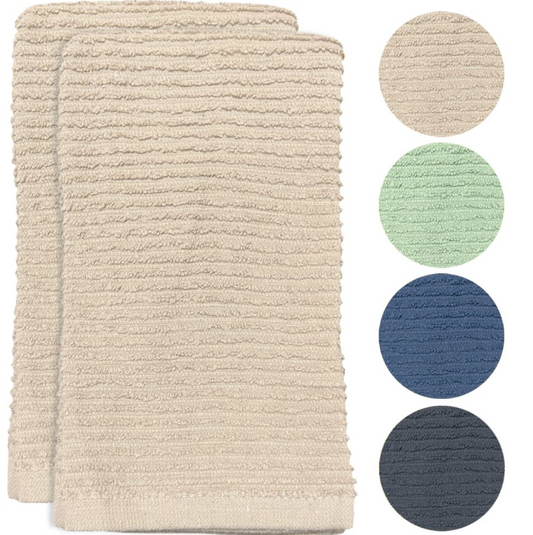 Joya - 2pk Solid Ribbed Kitchen Towel 16x27 - Assorted
