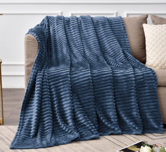 Solari Ribbed Throw Blanket 50"x60" - Blue