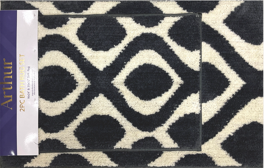 Arthur - 2pc Space Dyed Bathroom Rug Set - Charcoal/Beige