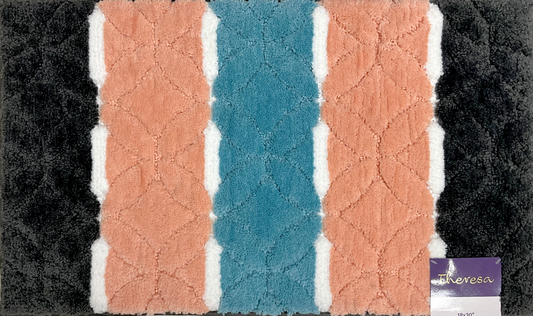 Theresa - 18"x30" Bathroom Rug - Dark Grey/Blush/Teal/White