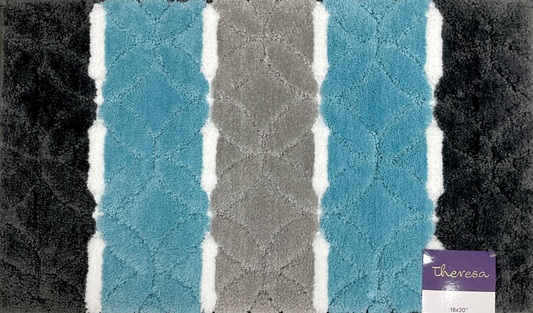 Theresa - 18"x30" Bathroom Rug - Dark Grey/Teal/Light Grey/White