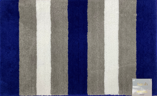 Sarah - 20"x32" Bathroom Rug - Royal Blue/Grey/Off White
