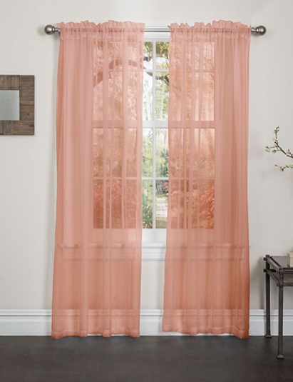 Lisa - 55"x84" Sheer Rod Pocket Curtain -  Coral