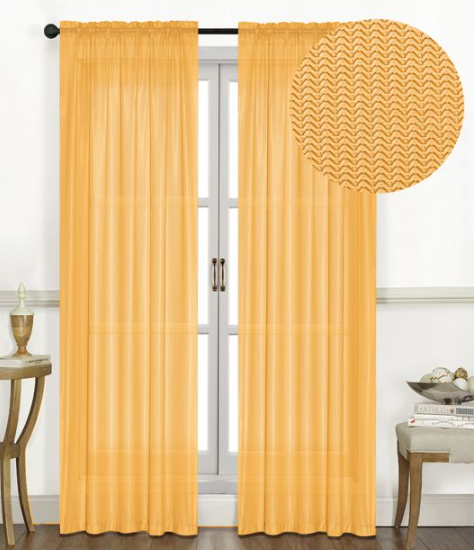 Raleigh 3D Jacquard 54"x90" Rod Pocket Curtain Panel - Yellow