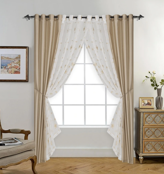 Springfield - 54"x90" 6pc Faux Silk Grommet Curtain Panel - Taupe