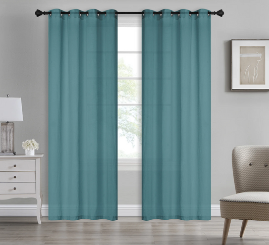 Bonnie - 54"x90" Dolly Sheer Curtain Panel with Grommets - Teal