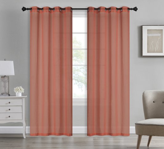 Bonnie - 54"x90" Dolly Sheer Curtain Panel with Grommets - Rust