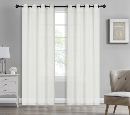 Bonnie - 54"x90" Dolly Sheer Curtain Panel with Grommets - Off-White