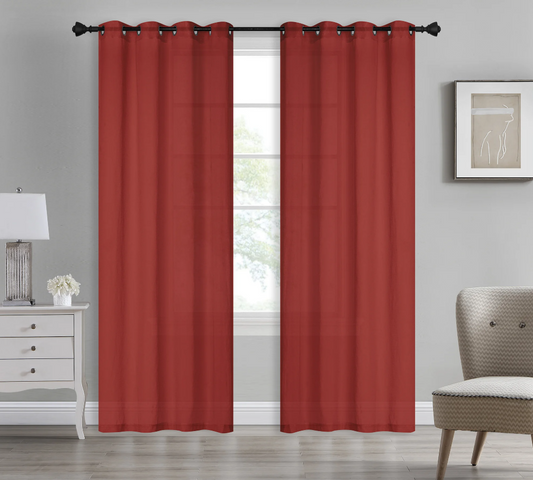 Bonnie - 54"x90" Dolly Sheer Curtain Panel with Grommets - Red
