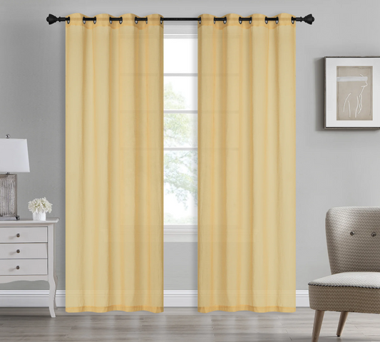 Bonnie - 54"x90" Dolly Sheer Curtain Panel with Grommets - Gold