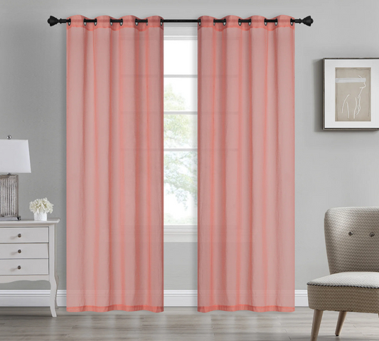 Bonnie - 54"x90" Dolly Sheer Curtain Panel with Grommets - Coral